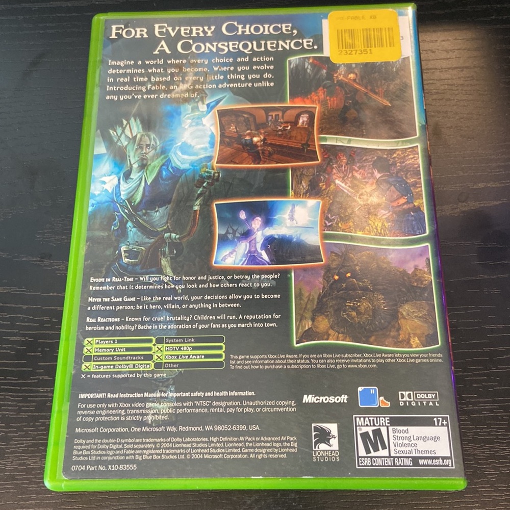 Fable 1 XBOX black label game with limited edition bonus DVD - Picture 2 of 6